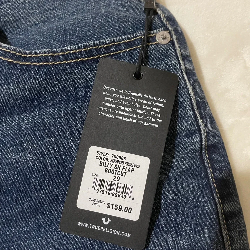 True Religion Billy SN Flap Relaxed Bootcut Jeans Mens Size 29 (30 x 33.5) Denim